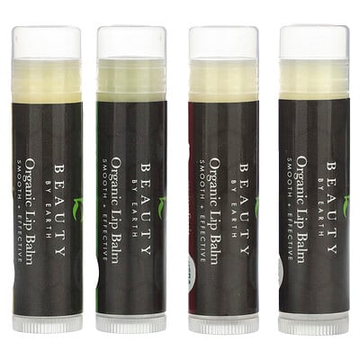 Organic Beeswax Lip Balm, Exotic Multi-pack, 4 Tubes, 0.15 Oz