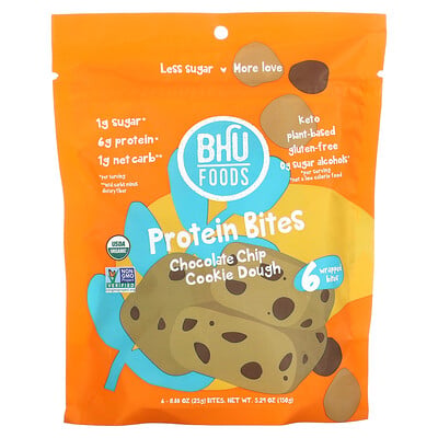 Protein Bites, Chocolate Chip Cookie Dough, 6 Bites, 0.88 Oz (25 G)