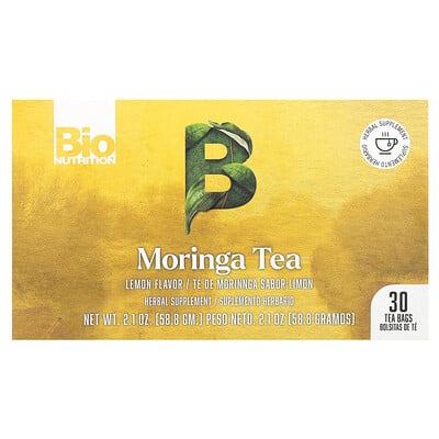Moringa Tea, Caffeine Free, Lemon, 30 Tea Bags