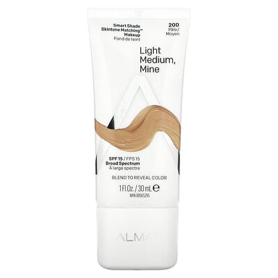 Smart Shade, Skintone Matching Makeup, Spf 15, 200 Light Medium Mine