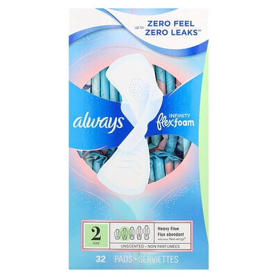 Infinity Flex Foam With Flexi-wings™, Size 2, Heavy Flow, Unscented, 32 Pads