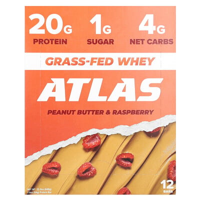 Grass-fed Whey Protein Bar, Peanut Butter & Raspberry