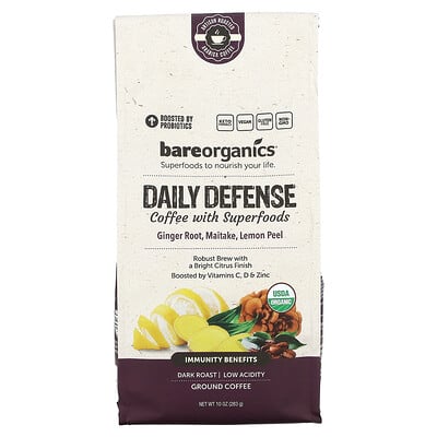 Daily Defense Coffee With Superfoods, Ground, Dark Roast