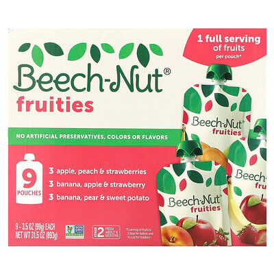 Fruities, 6+ Months, Variety Pack, 9 Pouches, 3.5 Oz (99 G)