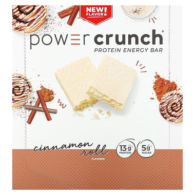 Power Crunch Protein Energy Bar, Cinnamon Roll, 12 Bars, 1.4 Oz (40 G)