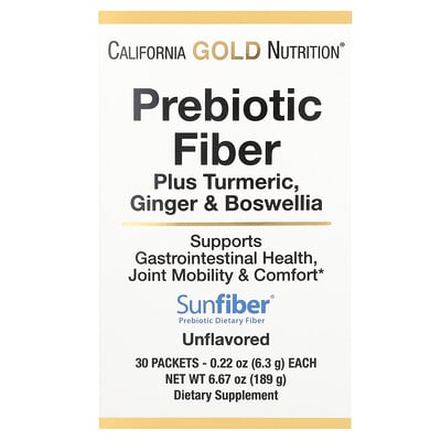 Prebiotic Fiber Plus Turmeric, Ginger, & Boswellia, 30 Packets, 0.22 Oz (6.3 G)