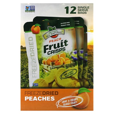 Fruit Crisps, Peach, 12 Single Serve Bags, 0.28 Oz (8 G)