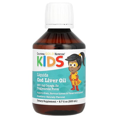 Norwegian Kids Cod Liver Oil, Natural Strawberry, 6.7 Fl Oz
