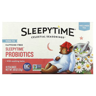 Wellness Herbal Tea, Sleepytime Probiotics, Caffeine Free, 18 Tea Bags