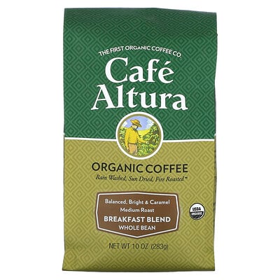 Organic Coffee, Breakfast Blend, Whole Bean, Medium Roast