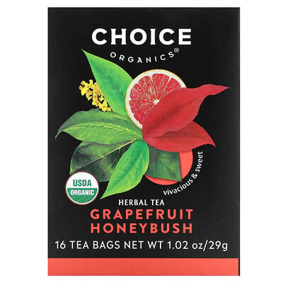 Herbal Tea, Grapefruit Honeybush, Caffeine Free, 16 Tea Bags