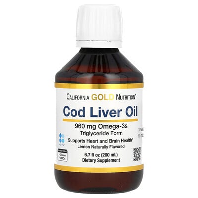 Cod Liver Oil, Norwegian Triglyceride, Natural Lemon