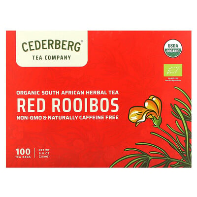 Organic South African Herbal Tea, Red Rooibos, 100 Tea Bags