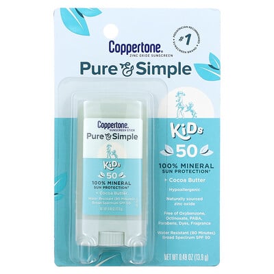 Pure & Simple, Kids, Sunscreen Stick, Spf 50, Cocoa Butter