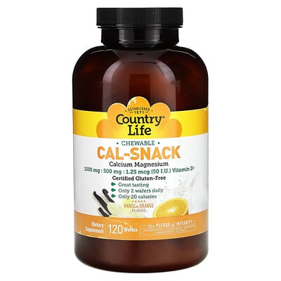 Cal-snack, Chewable Calcium Magnesium, Vanilla Orange, 120 Wafers