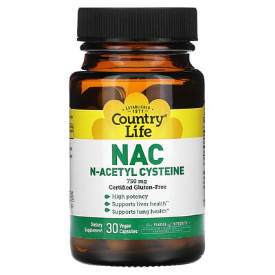 Nac, N-acetyl Cysteine, 750 Mg, 30 Vegan Capsules