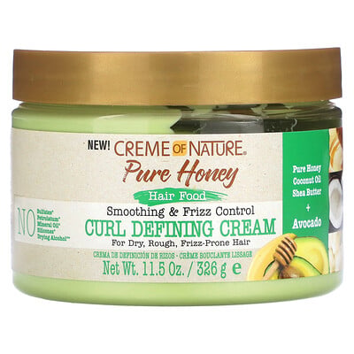 Pure Honey, Hair Food, Smoothing & Frizz Control Curl Defining Cream
