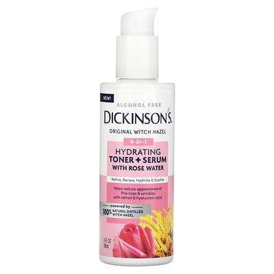 Original Witch Hazel, 4-in-1 Hydrating Toner + Serum With Rose Water, Alcohol Free