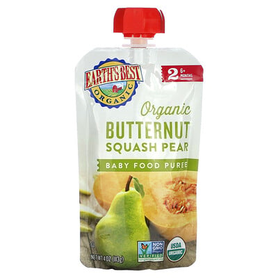 Organic Baby Food Puree, 6+ Months, Butternut Squash Pear