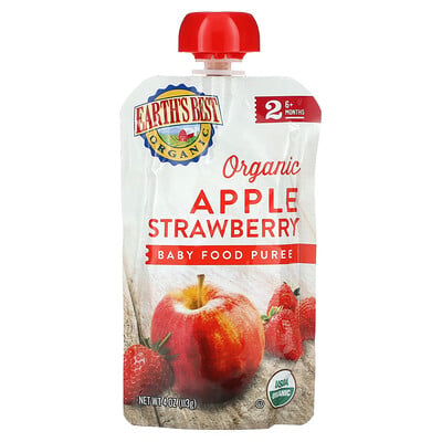 Organic Baby Food Puree, 6+ Months, Apple Strawberry