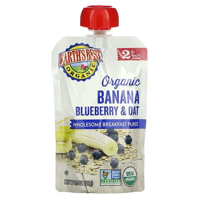 Organic Wholesome Breakfast Puree, 6+ Months, Banana Blueberry & Oat