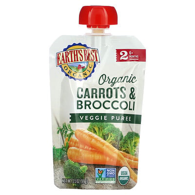 Organic Veggie Puree, 6+ Months, Carrots & Broccoli