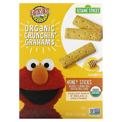 Organic Crunchin' Grahams, 2+ Years, Honey Sticks