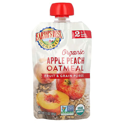 Organic Fruit & Grain Puree, 6+ Months, Apple Peach Oatmeal