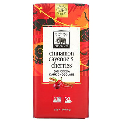 Dark Chocolate Bar, Cinnamon Cayenne & Cherries, 60% Cocoa