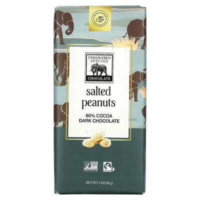 Dark Chocolate Bar, Salted Peanuts, 60% Cocoa