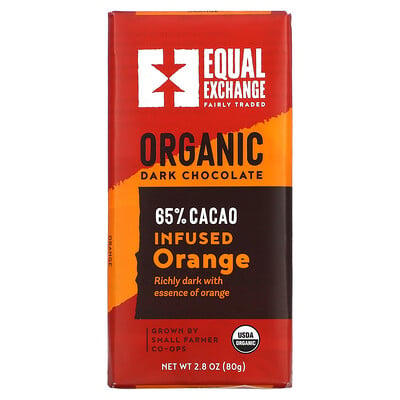 Organic Dark Chocolate, Infused Orange, 65% Cacao