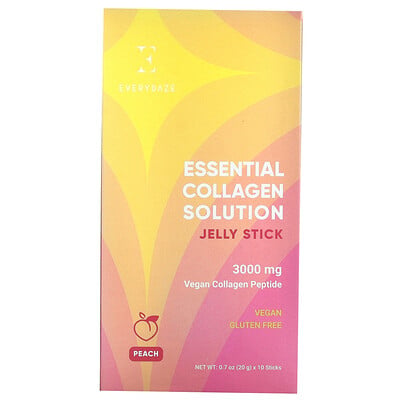 Essential Collagen Solution Jelly Stick, Peach, 3,000 Mg, 10 Sticks, 0.7 Oz (20 G)