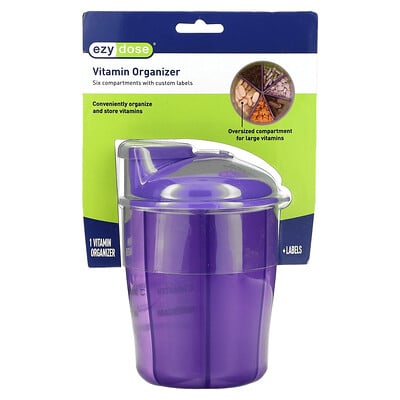 Vitamin Organizer With Labels, Purple, 1 Count