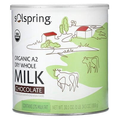 Solspring, Organic A2 Dry Whole Milk, Chocolate