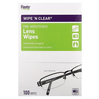 Wipe 'n Clear, Pre-moistened Lens Wipes, 100 Wipes