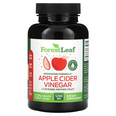 Apple Cider Vinegar + Cayenne Pepper Fruit, 1,200 Mg, 120 Vegetable Capsules