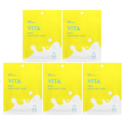 Vita, Deep Moisture Beauty Mask, Milk, 5 Sheets, 0.74 Fl Oz (22 Ml)