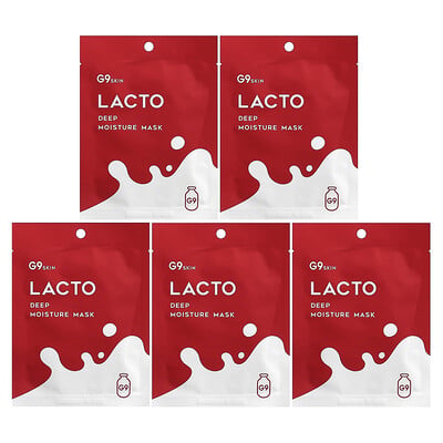 Lacto, Deep Moisture Beauty Mask, Milk, 5 Sheets, 0.74 Fl Oz (22 Ml)