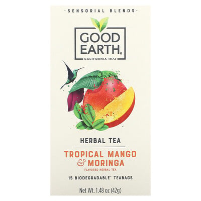Sensorial Blends, Herbal Tea, Tropical Mango & Moringa, 15 Biodegradable Teabags