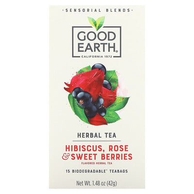 Sensorial Blends, Herbal Tea, Hibiscus, Rose & Sweet Berries, 15 Biodegradable Teabags