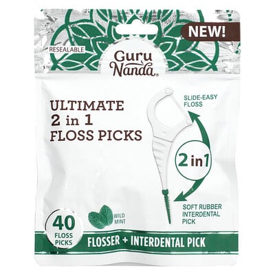 Ultimate 2 In 1 Floss Picks, Wild Mint , 40 Floss Picks