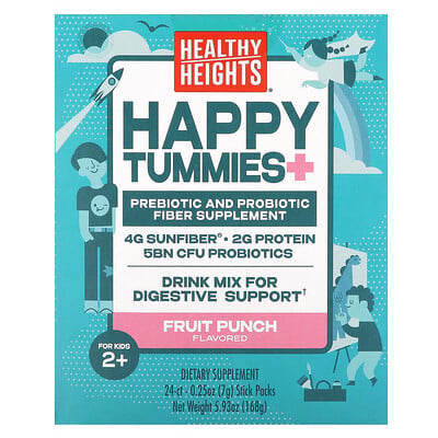 Happy Tummies+, For Kids 2+, Fruit Punch, 24 Stick Packs, 0.25 Oz (7 G)