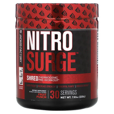 Nitro Surge, Shred Thermogenic Pre-workout, Fruit Punch, 7.93 Oz