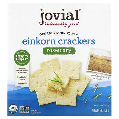 Organic Sourdough Einkorn Crackers, Rosemary