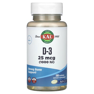 D-3 , 25 Mcg (1,000 Iu), 200 Softgels