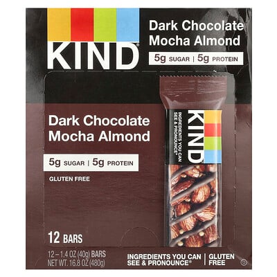 Dark Chocolate Mocha Almond, 12 Bars, 1.4 Oz (40 G)