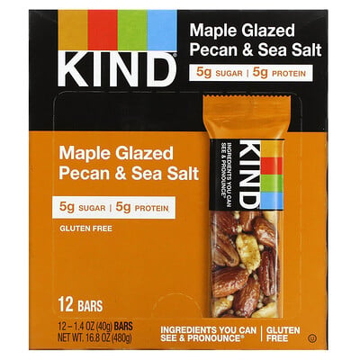 Maple Glazed Pecan & Sea Salt, 12 Bars 1.4 Oz (40 G)