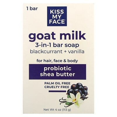 Goat Milk 3-in-1 Bar Soap, Blackcurrant + Vanilla, 1 Bar