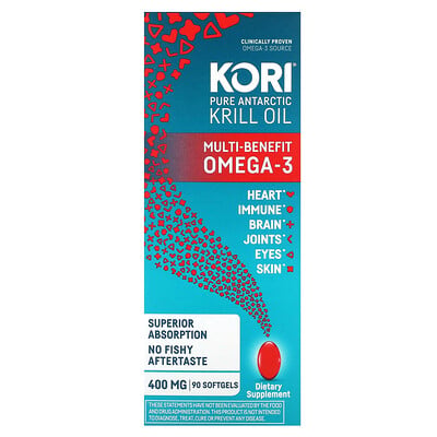Pure Antarctic Krill Oil, Multi-benefit Omega-3, 400 Mg, 90 Softgels