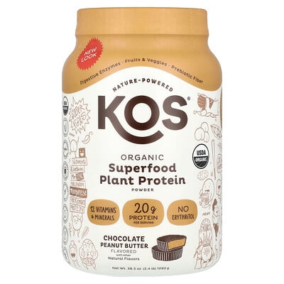 Organic Superfood Plant Protein Powder, Chocolate Peanut Butter
